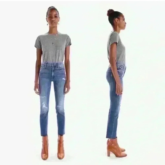 Mother Mid Rise Dazzler Ankle Fray in Weekend Warrior Straight Leg Jeans Size 27 - Picture 2 of 12